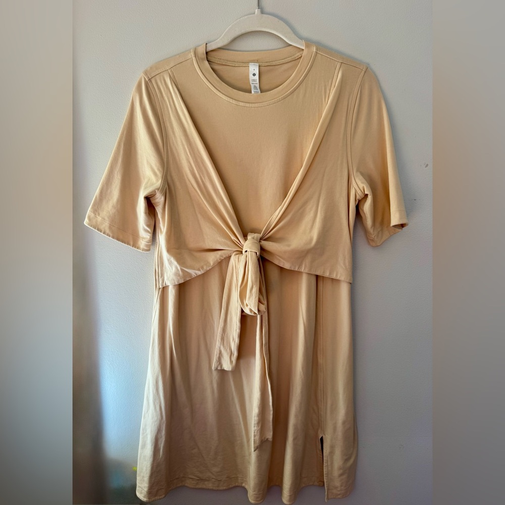 Lululemon Cotton Wrap-Front T-Shirt Dress Prosecco